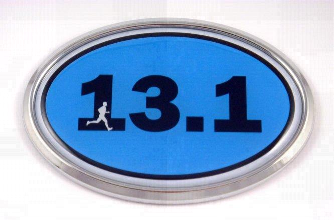 13.1 Blue Oval 3D Runner Chrome Car Emblem