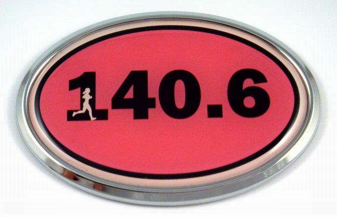 140.6 Pink Oval 3D Runner Chrome Car Emblem