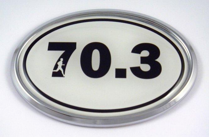 70.3 White Oval 3D Runner Chrome Car Emblem
