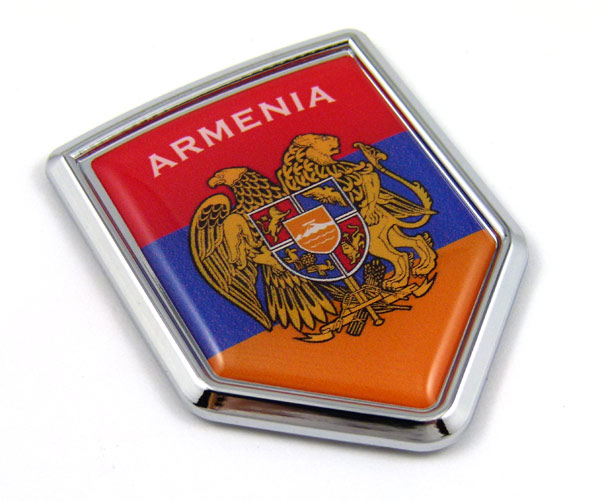 Armenia Flag Crest 3D Adhesive Chrome Auto Emblem