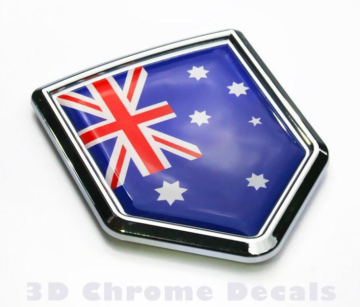 Australia Flag Crest Chrome Emblem 3D Decal Sticker
