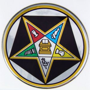 Eastern Star Domed 3D Chrome Background Adhesive Car Badge