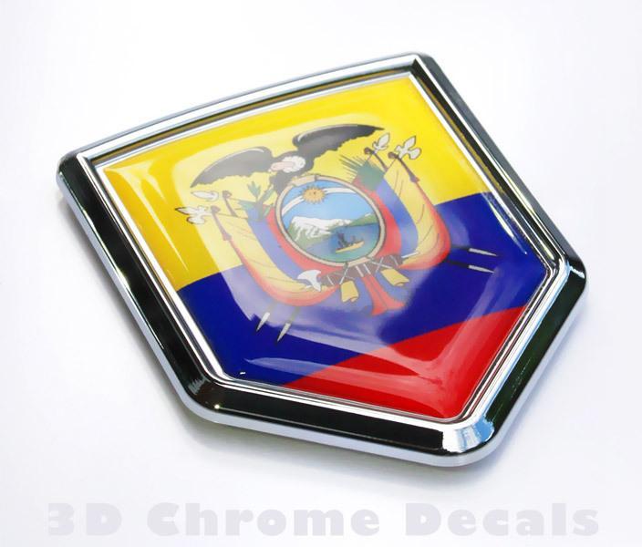 Ecuador Flag Emblem Chrome Crest Decal Bumper Sticker
