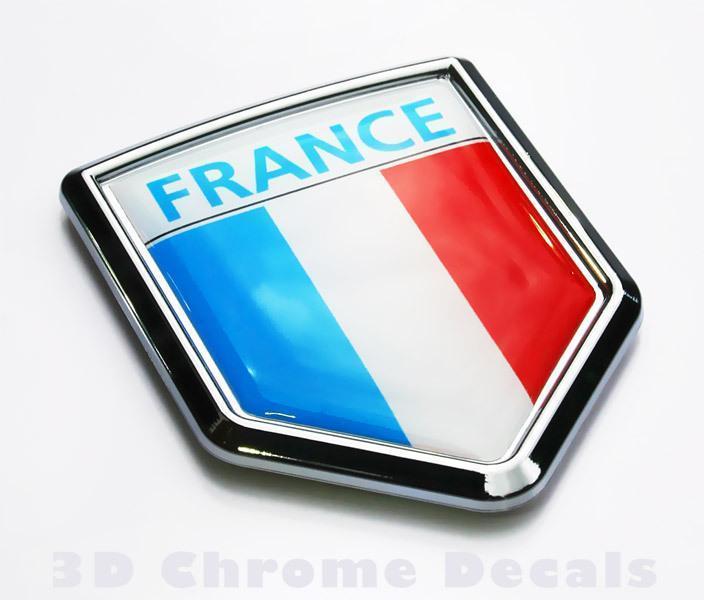 France Flag Emblem Chrome Crest French Decal Sticker