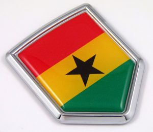 Ghana 3D Chrome Flag Crest Emblem Car Decal