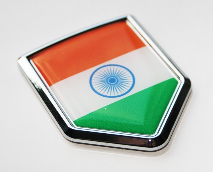 India Indian Flag Decal Crest Chrome Emblem Sticker