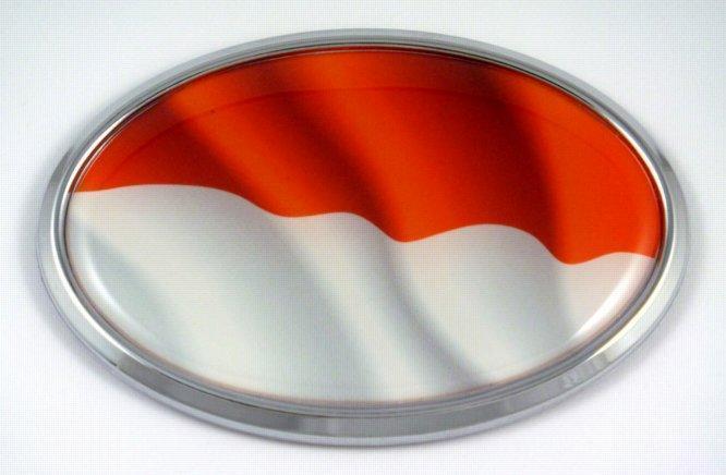 Indonesia Wave Flag Oval 3D Chrome Emblem