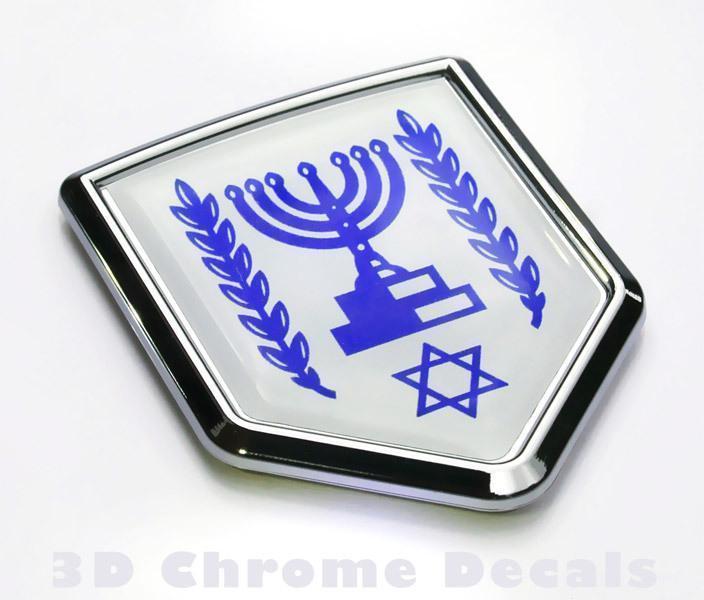 Israel Flag Israeli Emblem Chrome Crest Decal Sticker