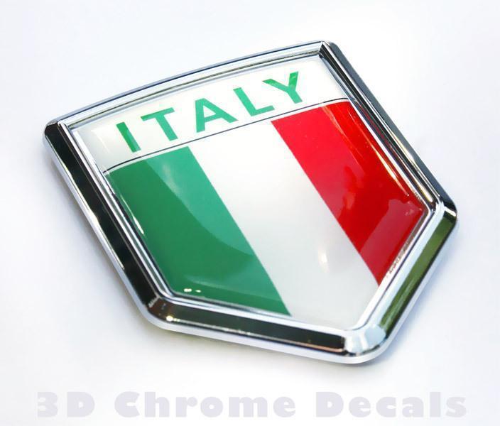 Italy Italian Flag Crest Chrome Emblem Decal 3D Sticker