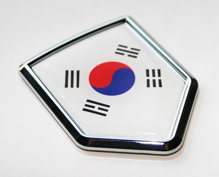 Korea Korean Flag Decal Crest Chrome Emblem Sticker