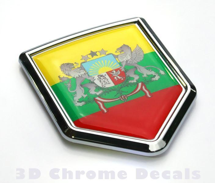 Lithuanian Flag Emblem Chrome Crest Decal Sticker