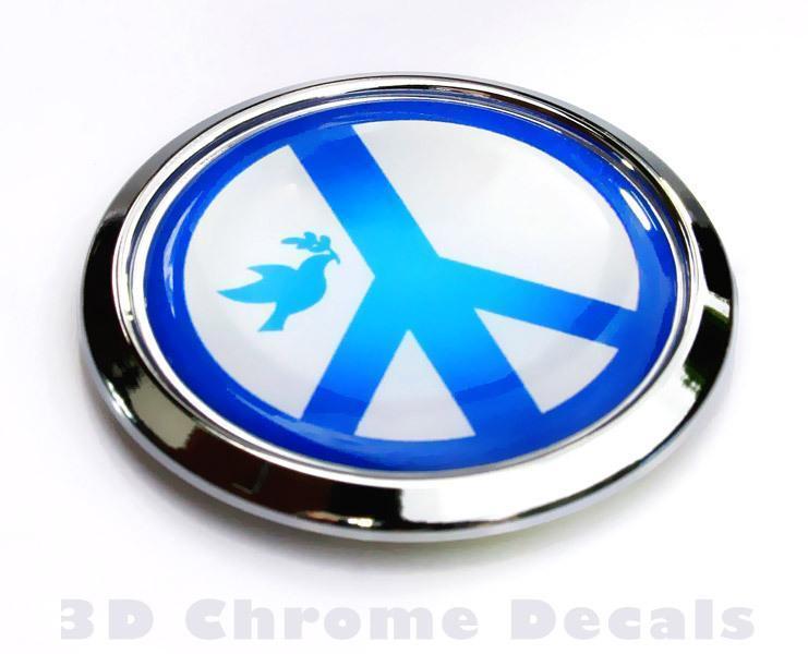 Peace Symbol with Dove Decal Car Chrome 3D Emblem Sticker