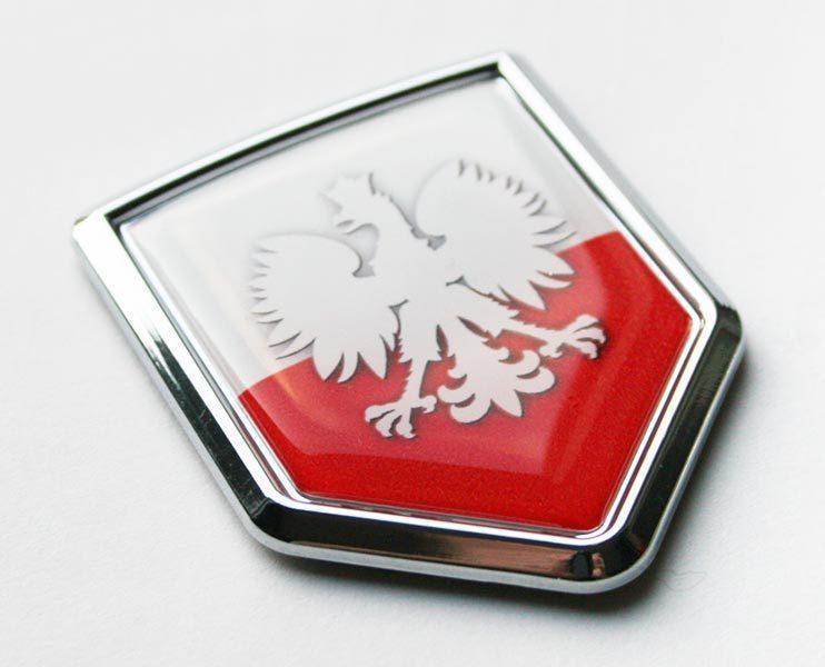 Poland White Eagle Flag Decal Crest Chrome Emblem Sticker