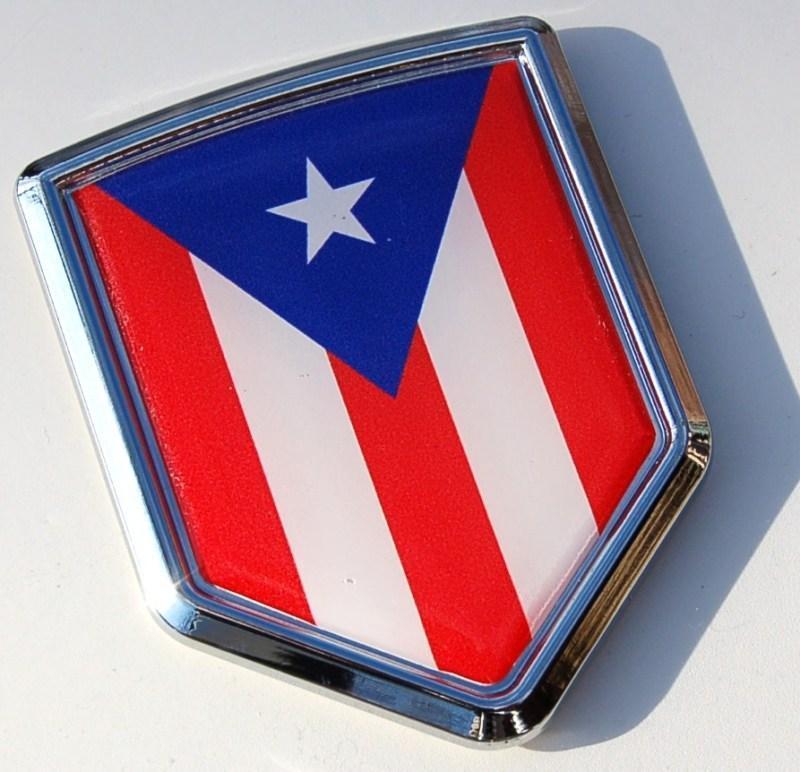 Puerto Rico Decal Flag Crest Chrome Emblem Sticker