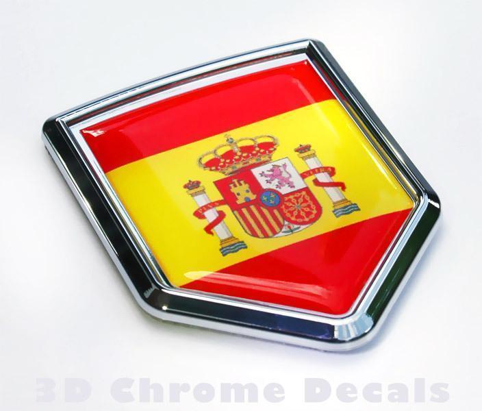 Spain Flag Spanish Emblem Chrome Crest Decal Sticker