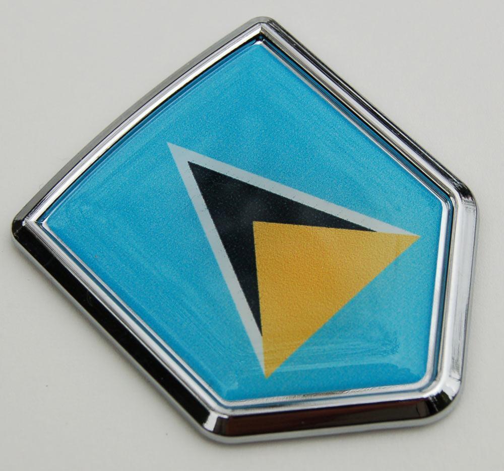 St. Lucia Chrome Domed Flag Crest Emblem Decal Sticker