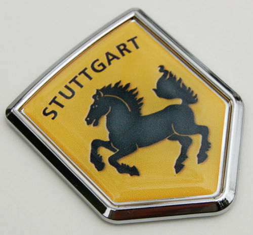 Stuttgart Yellow Flag 3D Decal Crest Chrome Emblem Sticker