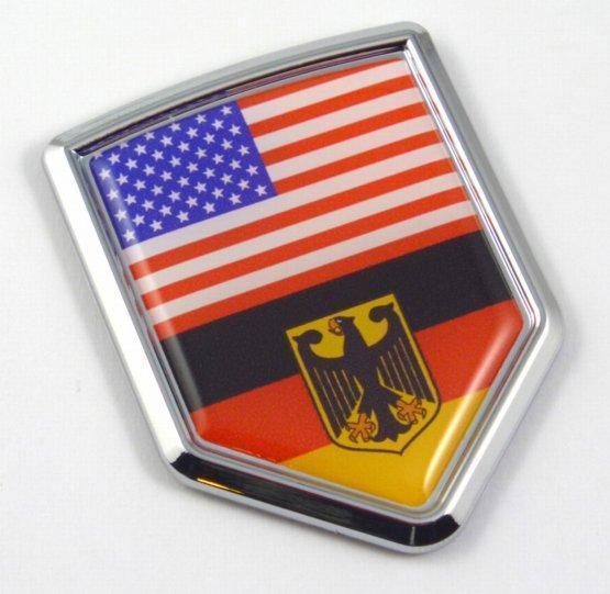 USA Germany Crest Flag 3D Shield Emblem Domed Sticker