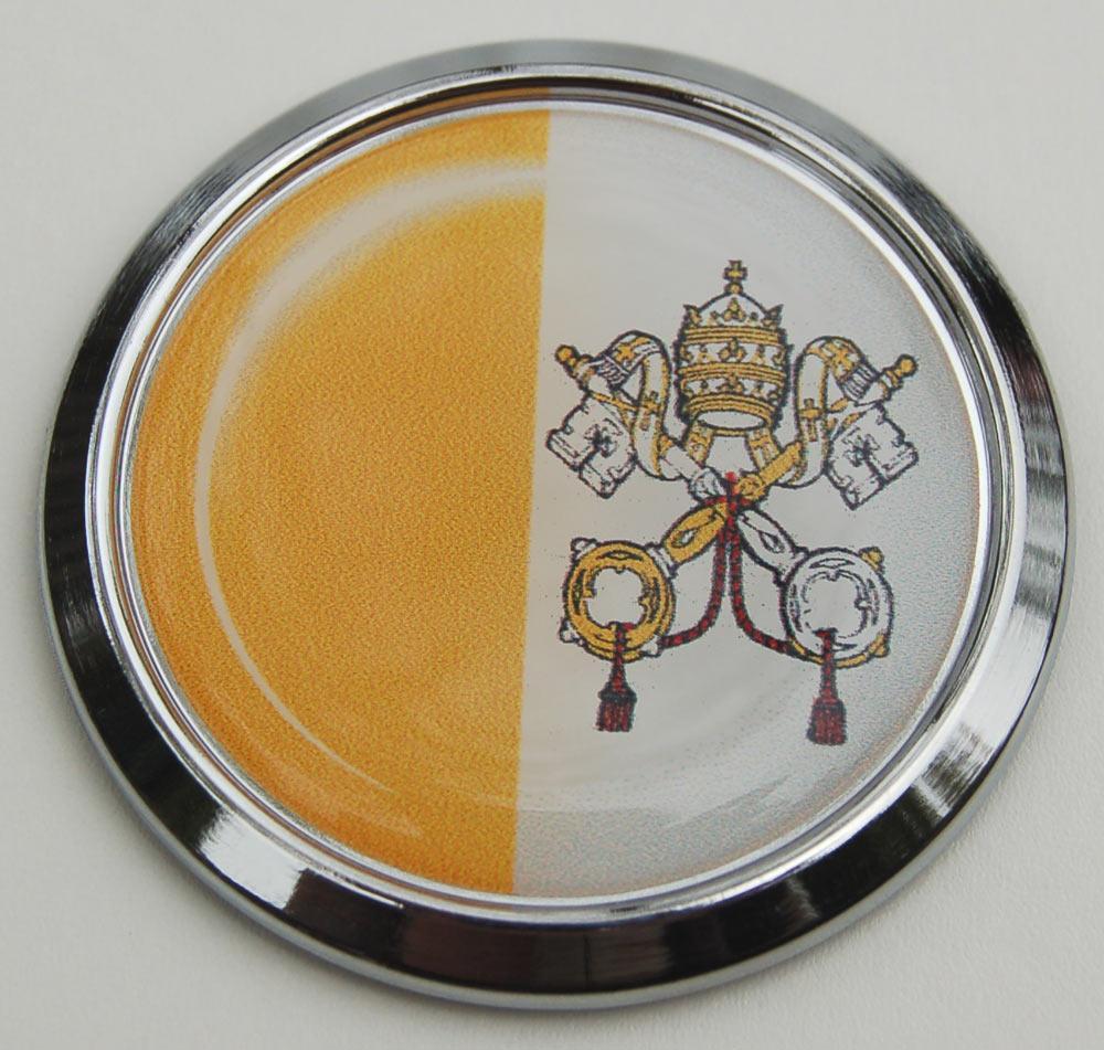 Vatican Chrome Domed Flag ROUND Emblem Decal Sticker