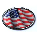 USA Oval Flag Wave Triple Chrome Plated Adhesive Emblem