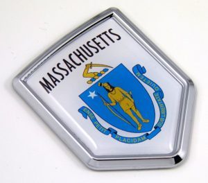 massachusetts Flag Chrome Emblem