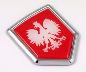 Poland flag RED shield 3D adhesive chrome car emblem